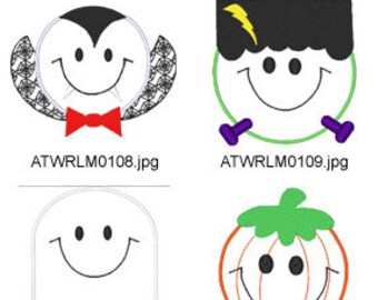 Halloween-Smileys  ( 8 Machine Embroidery Designs from ATW ) XYZ17H