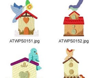 Decorated-Birdhouses ( 10 Machine Embroidery Designs from ATW ) XYZ17F
