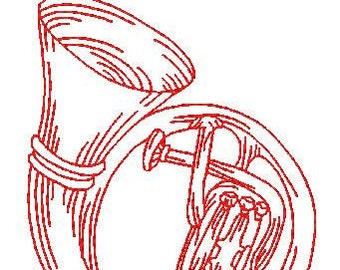 Redwork Musical Instruments  35 Machine Embroidery Designs