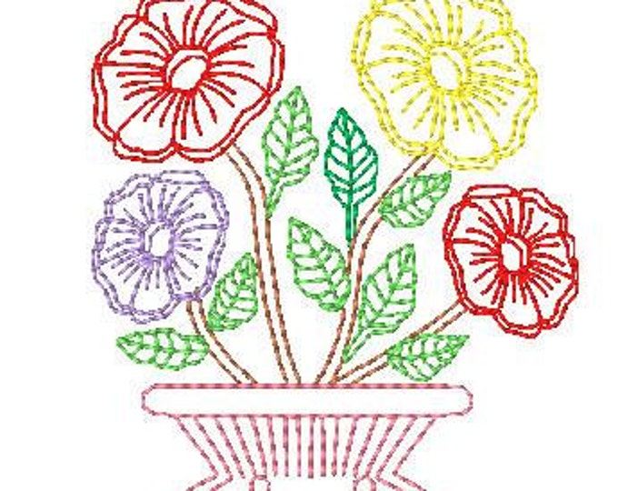 Multiline Flower Pots  ( 10 Machine Embroidery Designs from ATW )