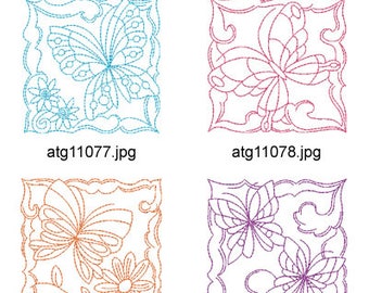 Redwork-Butterfly-Blocks ( 10 Machine Embroidery Designs from ATW ) XYZ17E