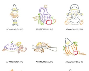 Outline-thanksgiving ( 10 Machine Embroidery Designs from ATW ) XYZ17B