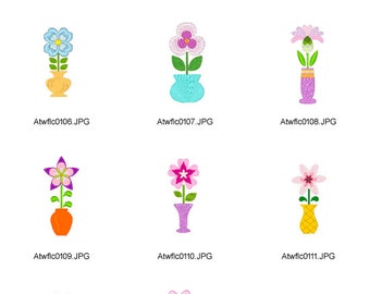 Naif-Vases ( 10 Machine Embroidery Designs from ATW )