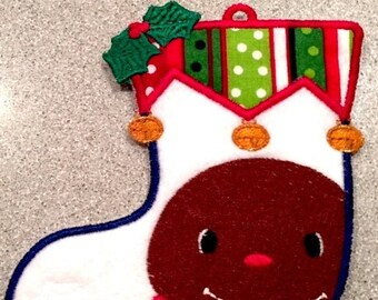 Gingerbread Stocking Gift Card Holders Machine Embroidery Designs