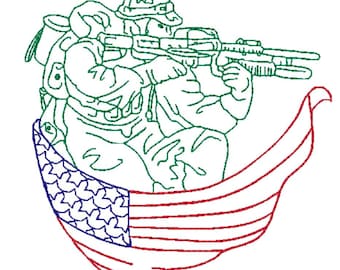 American Soldiers 5x7 DD   ( 10 Machine Embroidery Designs from ATW )