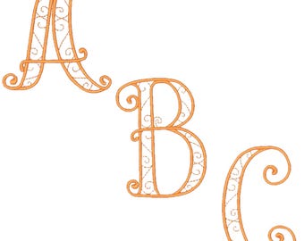 Decorative Curly Alphabet  31 Machine Embroidery Designs | Monogram Letter Collection | 4X4 Hoop | Instant Download