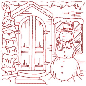 Winter Scenes Redwork | 10 Machine Embroidery Designs | 5x7 Hoop | Digital Download image 10