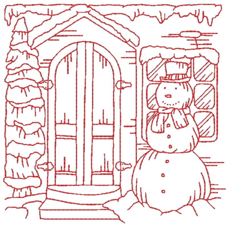 Winter Scenes Redwork | 10 Machine Embroidery Designs | 5x7 Hoop | Digital Download image 10