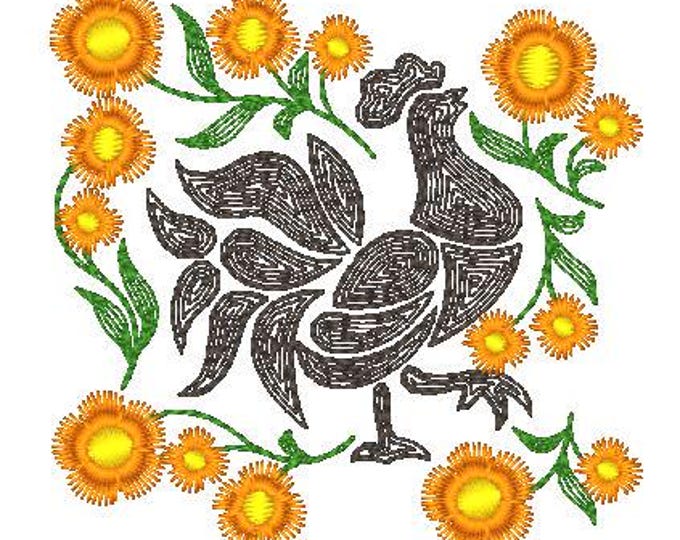 Folk-Roosters ( 11 Machine Embroidery Designs from ATW )