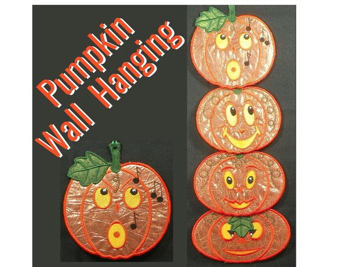 FSA Pumpkin Wall Hanging Project (Machine Embroidery Designs) 5X7 Hoop Free Standing Applique 10044