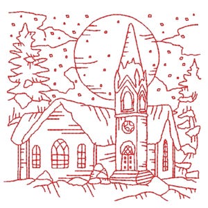 Winter Scenes Redwork | 10 Machine Embroidery Designs | 5x7 Hoop | Digital Download image 5