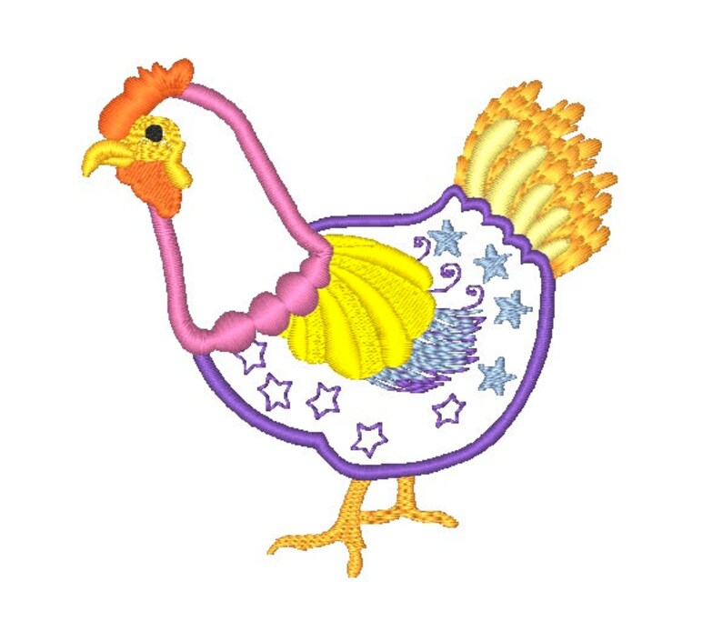 Applique Eccentric Hens Machine Embroidery Designs Etsy
