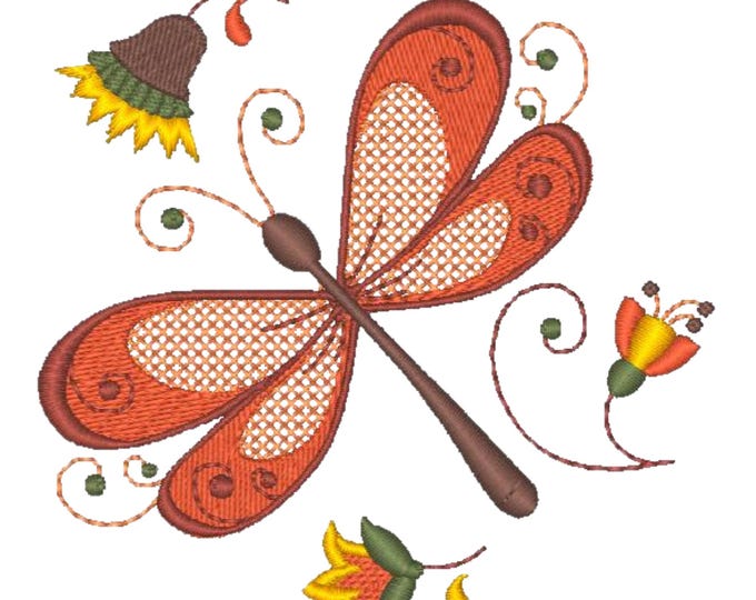 Jacobean Firefly  (17 Machine Embroidery Designs by ATW). 4X4 Hoop