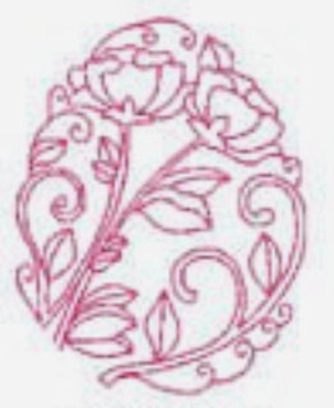 Floral Egg Redwork Machine Embroidery Designs | Etsy