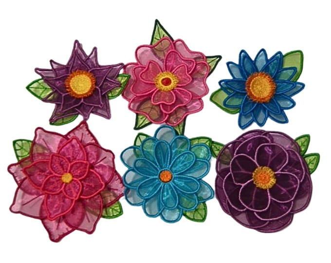 3d Flower Project-1  5 4x4 hoop (5 Machine Embroidery Designs by ATW Project)