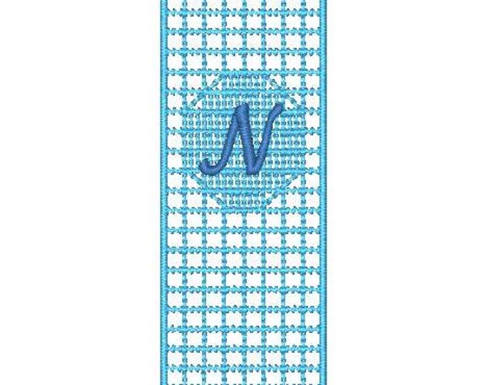 Filet-Crochet-Bookmarks-With-Monogram ( 13 Machine Embroidery Designs from ATW ) N-Z 5X7 Hoop