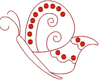Redwork Butterfly Delight  Machine Embroidery Designs