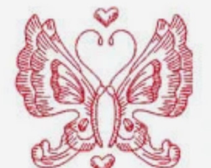 Redwork Flowers And Butterflies Machine Embroidery Designs