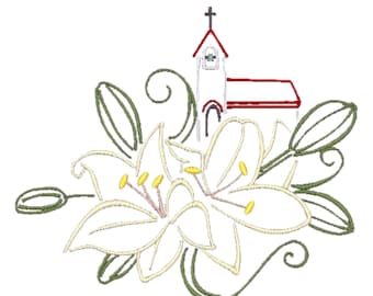 Easter Lilies  ( 10 Machine Embroidery Designs) 5X7 Hoop