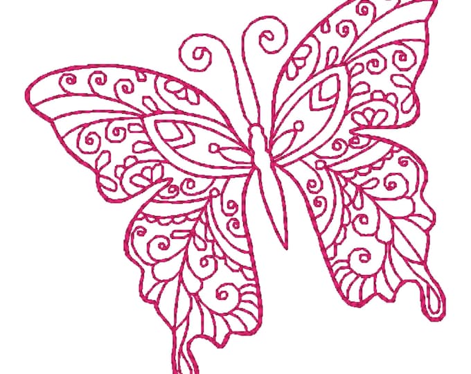Art Butterflies Redwork  ( 8 Machine Embroidery Designs by ATW) 4X4 Hoop