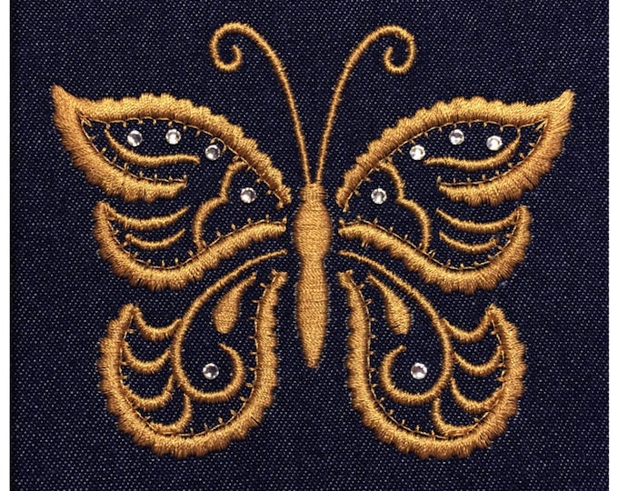 Butterfly One Color with Rhinestones/Crystals  ( 10 Machine Embroidery Designs by ATW) 4X4 Hoop (Crystals not included)
