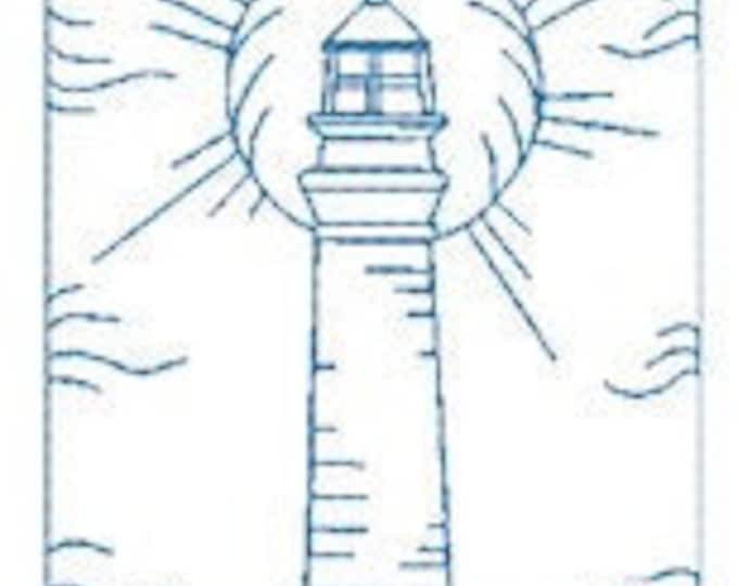 Lighthouse Scenes Redwork-5x7  Machine Embroidery Designs