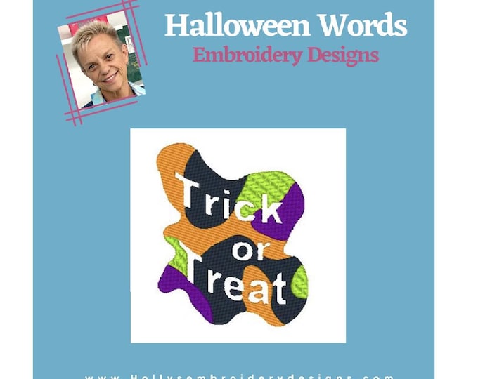Enchanting Halloween Words: Exquisite Machine Embroidery Designs, spooky, vampire, mummy, Trick or Treat-9 designs 4x4 hoop