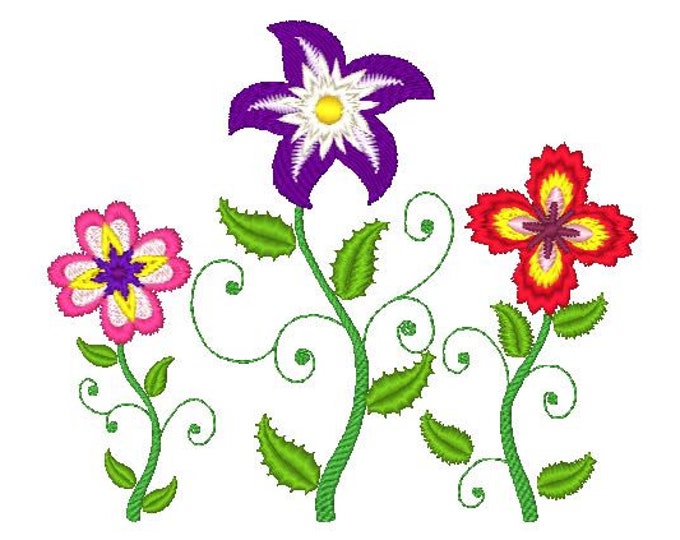 Vintage Flowers 5x7   Machine Embroidery Designs