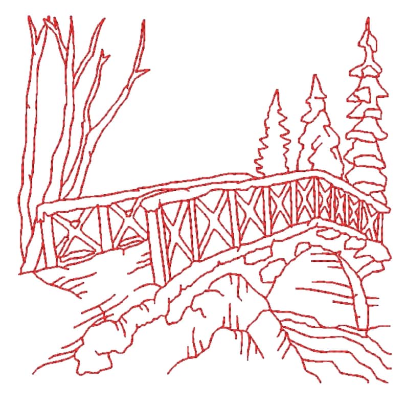 Winter Scenes Redwork | 10 Machine Embroidery Designs | 5x7 Hoop | Digital Download image 7
