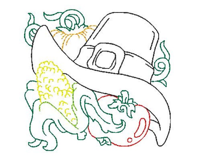 Multiline Thanksgiving Blocks  Machine Embroidery Designs