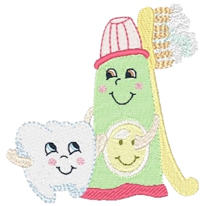 Dental Hygiene Buddies  10 Machine Embroidery Designs  4X4 Hoop Digital Download