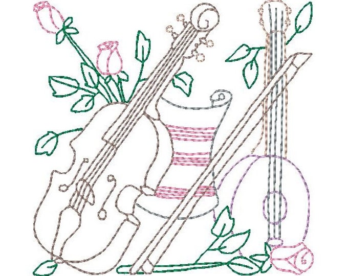 Multiline Musical Instrument Blocks  10 X2  Machine Embroidery Designs