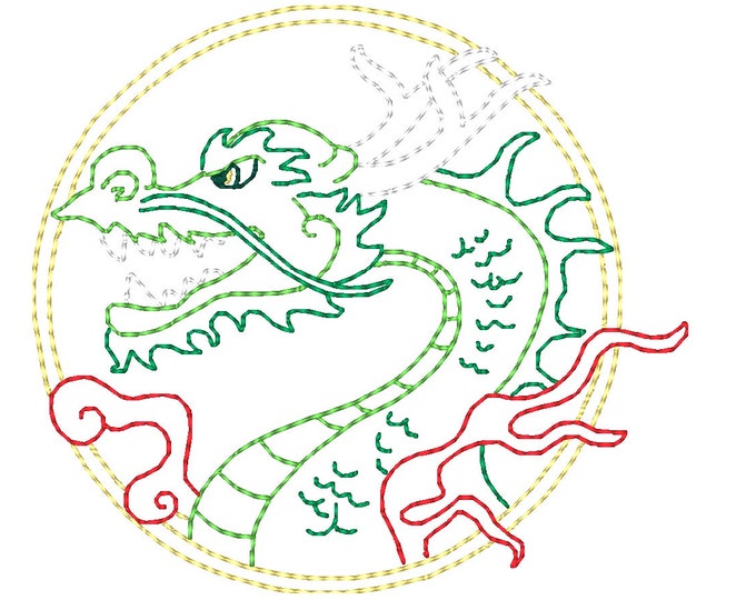 Color Outline Dragons   Machine Embroidery Designs