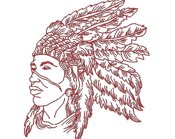 Native American Indian Redwork Machine Embroidery Designs
