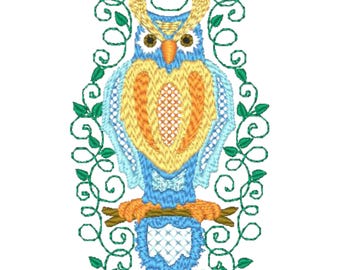 Carved Owls 10 Machine Embroidery Designs | Forest Birds Collection | 4X4 Hoop | Instant Download