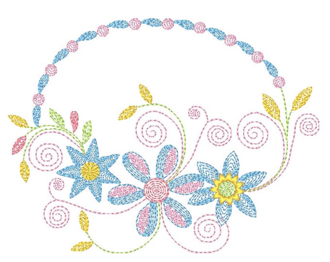 Oval Florals  12 Machine Embroidery Designs
