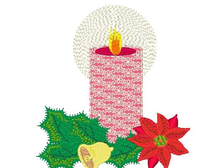 Jacobean Christmas Candles Machine Embroidery Designs
