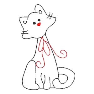 Swirly Kitties Redwork 19 Machine Embroidery Designs   4X4 Hoop 2 Colors Digital Download