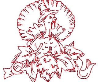 Redwork Thanksgiving Machine Embroidery Designs