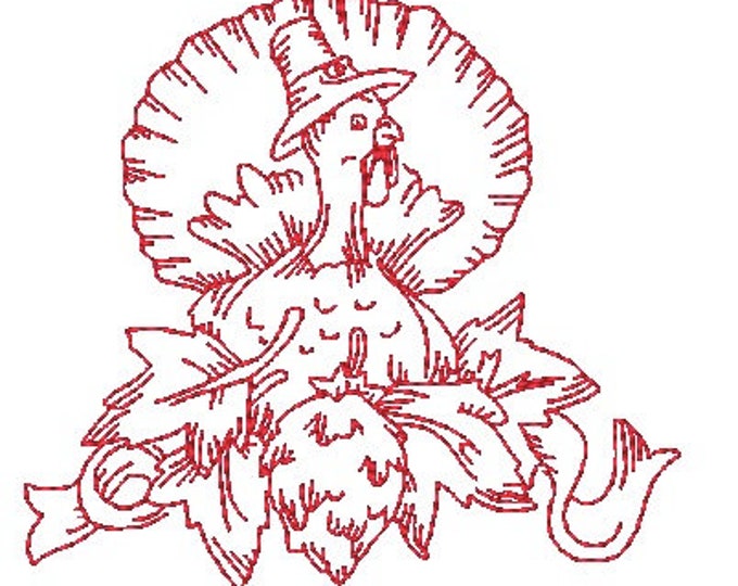 Redwork Thanksgiving Machine Embroidery Designs