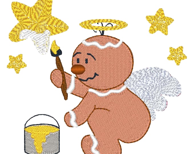 Mylar Ginger Angels - NLS 7 Machine Embroidery Designs 5X7 Hoop Gingerbread Christmas Decor