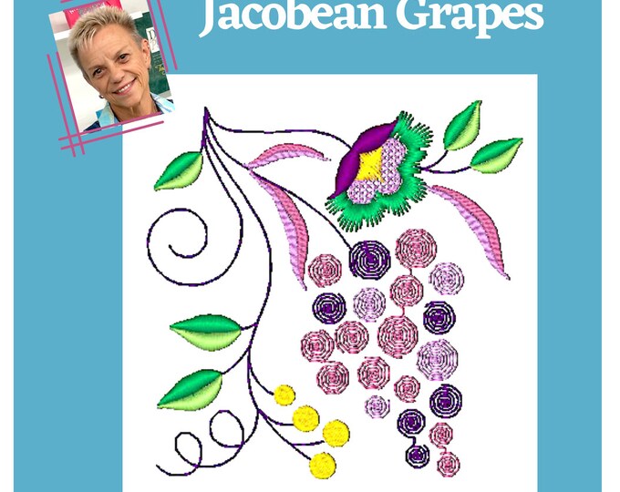 Jacobean Grapes (16 Machine Embroidery Designs from ATW
