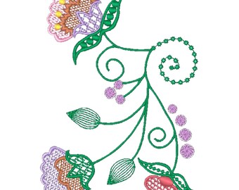 18 diseños de bordado a máquina de primavera jacobea, bastidor de 4 x 4, descarga digital