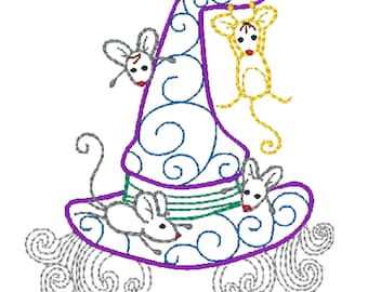 Funny Witch Hats  - 10 Machine Embroidery Designs for 4x4 Hoop, Instant Download. Cute witches to brighten up your Halloween