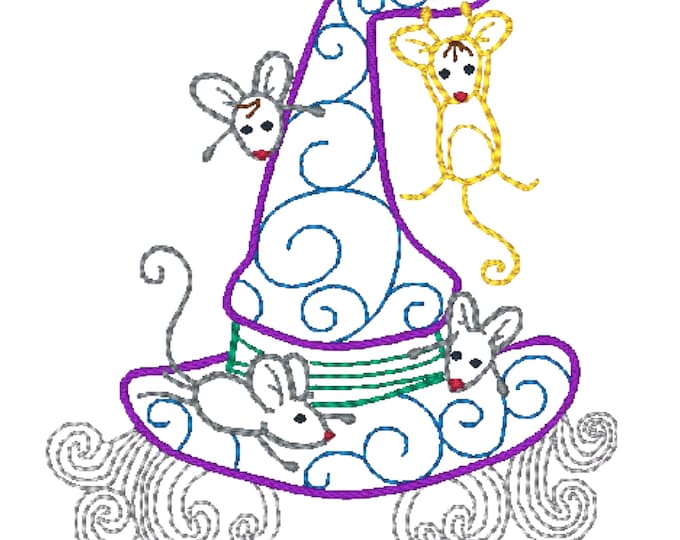 Funny Witch Hats  - 10 Machine Embroidery Designs for 4x4 Hoop, Instant Download. Cute witches to brighten up your Halloween