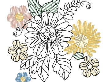 Diseños de bordado a máquina Floral Dream Redwork