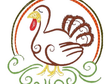 Color Outline Thanksgiving ( 10 Machine Embroidery Designs by ATW)  4X4 Hoop