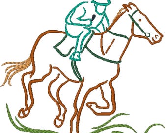 Outline Horse Races  ( 10 Machine Embroidery Designs By ATW) 4X4 Hoop