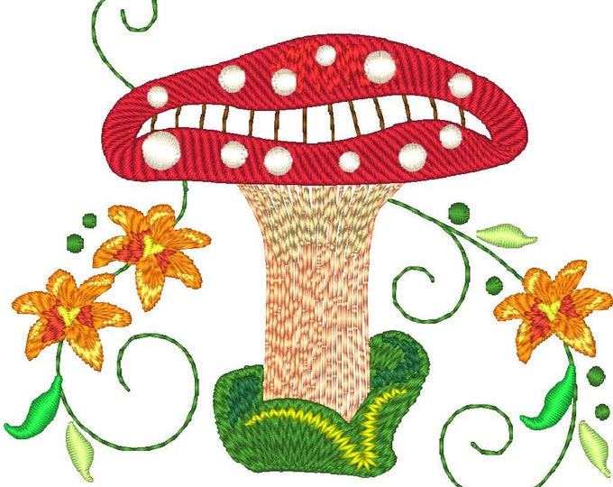 Mushrooms in the Woods   Machine Embroidery Designs
