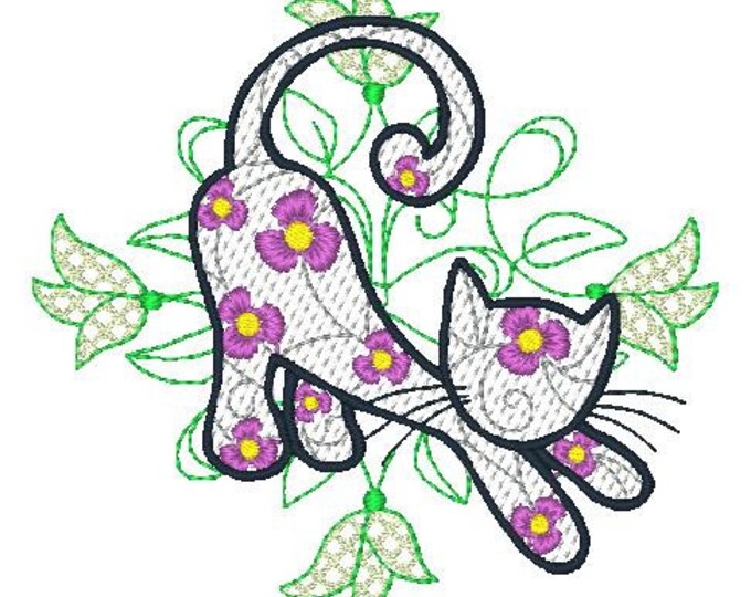 My Cat in The Garden  Machine Embroidery Designs